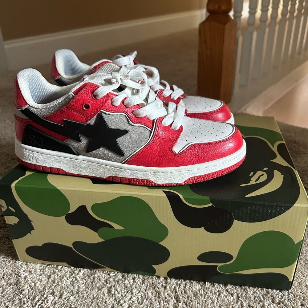 BAPE Kids Red and Black Sneakers